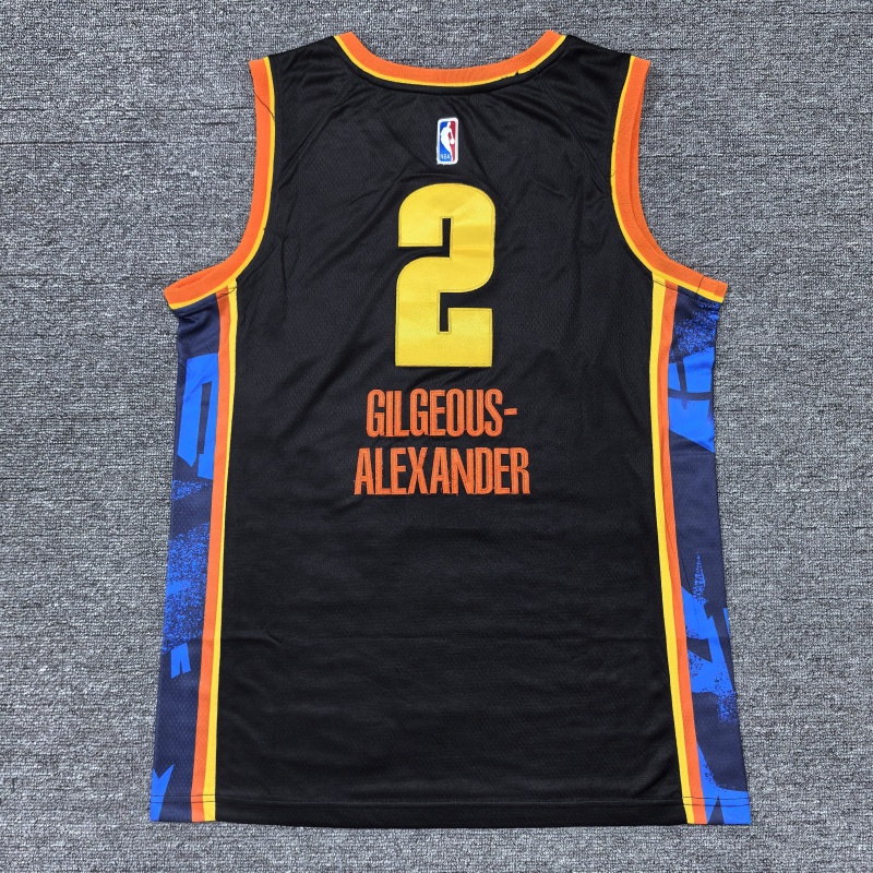 Men Oklahoma City Thunder #2 Gilgeous Alexander black 2024 2025 NBA jersey->oklahoma city thunder->NBA Jersey